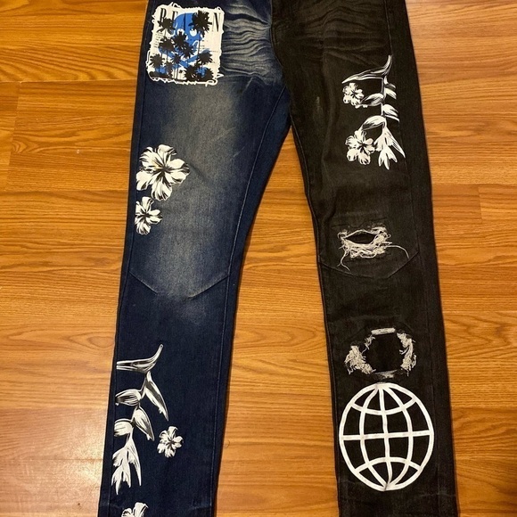 Rue 21 Supreme Flex Skinny Jeans 32 x 32 one side blue one side black (GB) - Picture 6 of 14